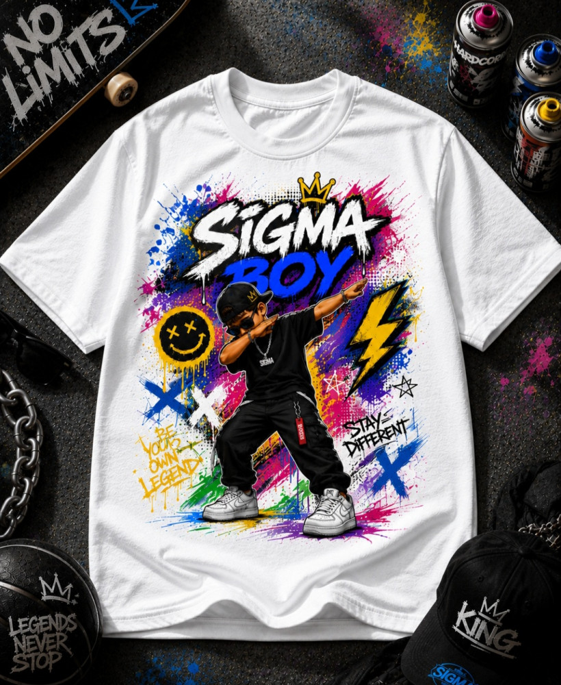 ZA T-shirt BIAŁY- SIGMA BOY 