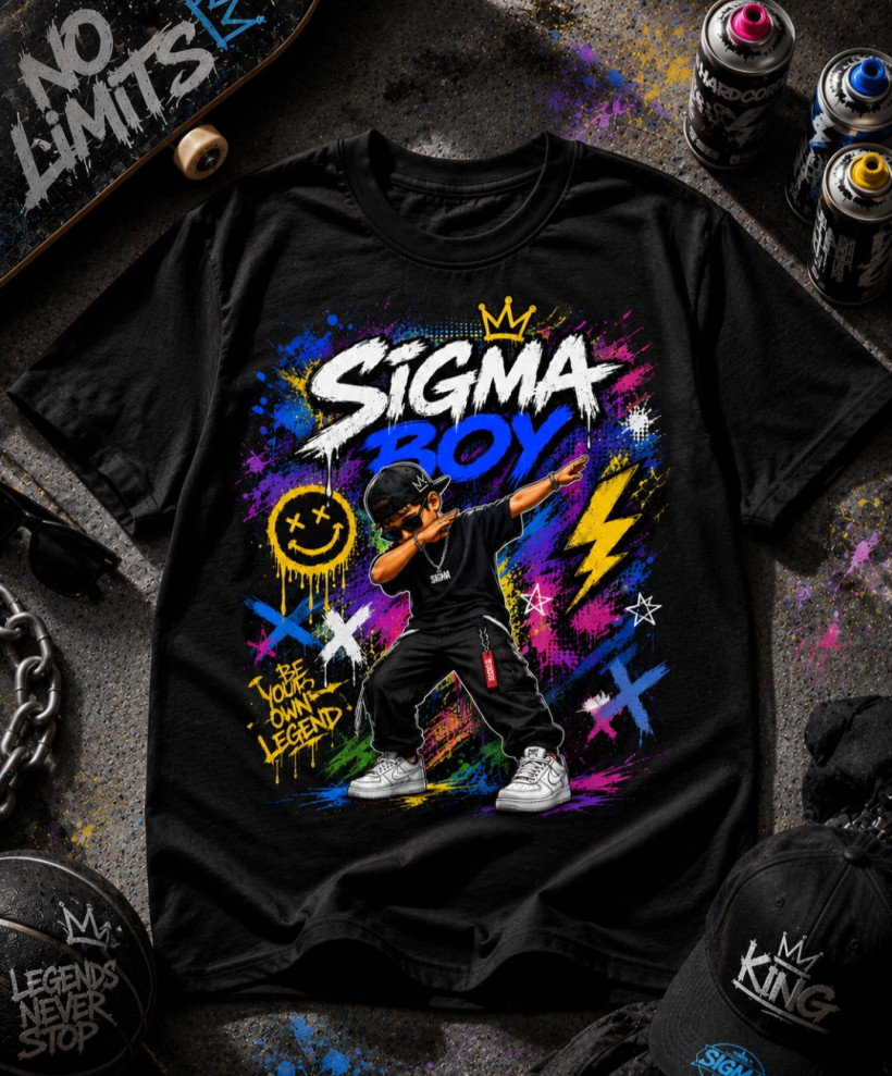 ZA T-shirt CZARNY- SIGMA BOY