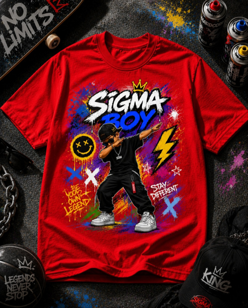 ZA T-shirt CZERWONY- SIGMA BOY