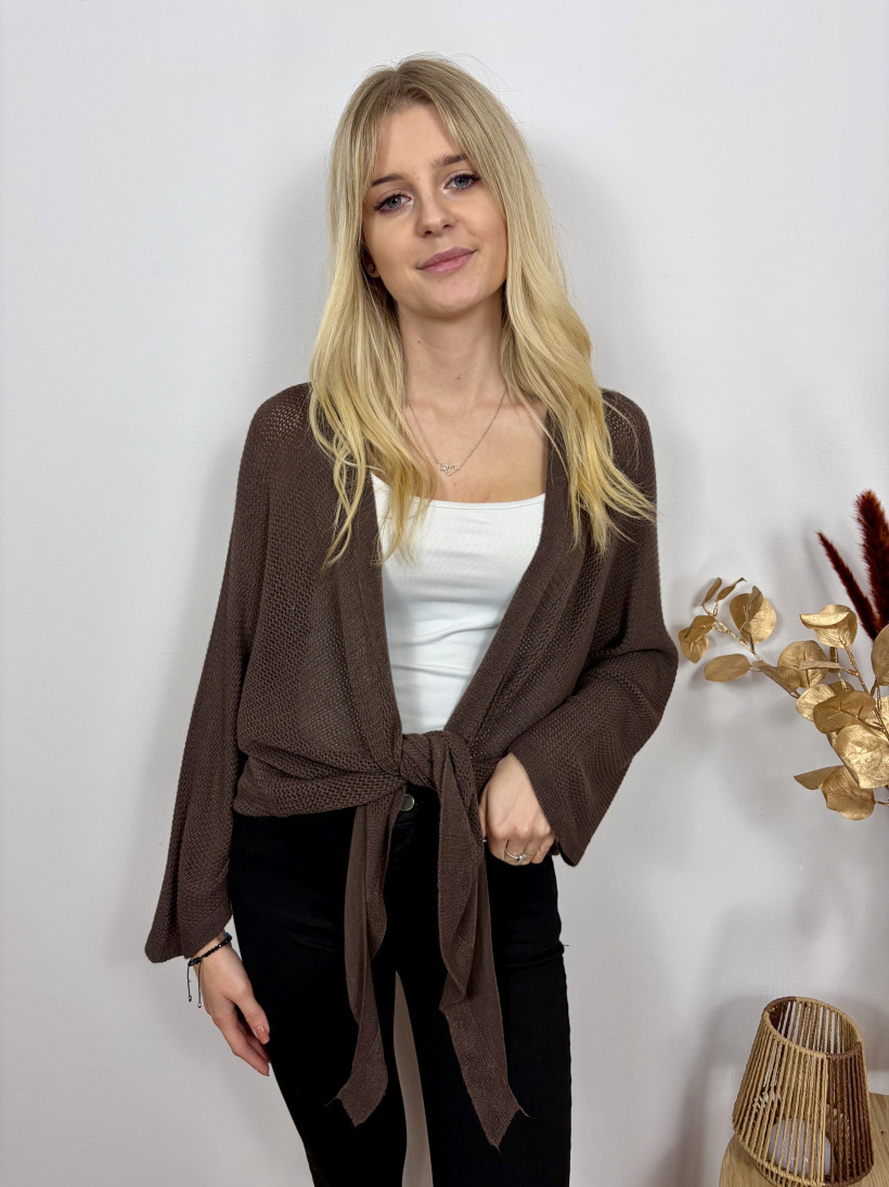 Sweter 1127 narzutka sweterkowa z wiązaniem