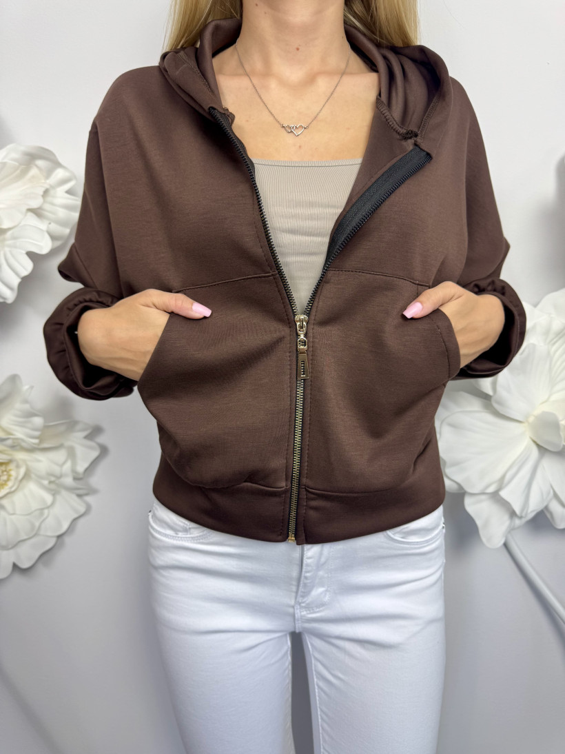 Bluza 1210 wiskozowa crop top z kapturem