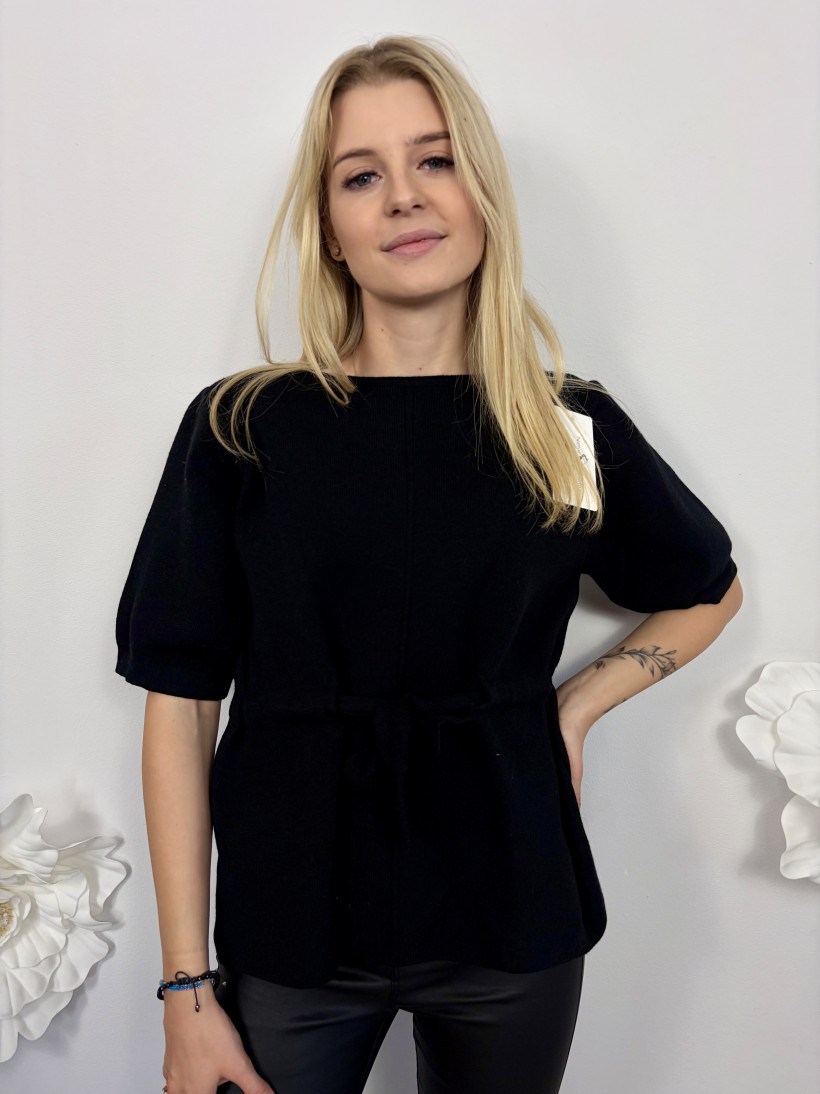Sweter 1129 wiskozowa bluzka sweterkowa z wiązaniem w talii