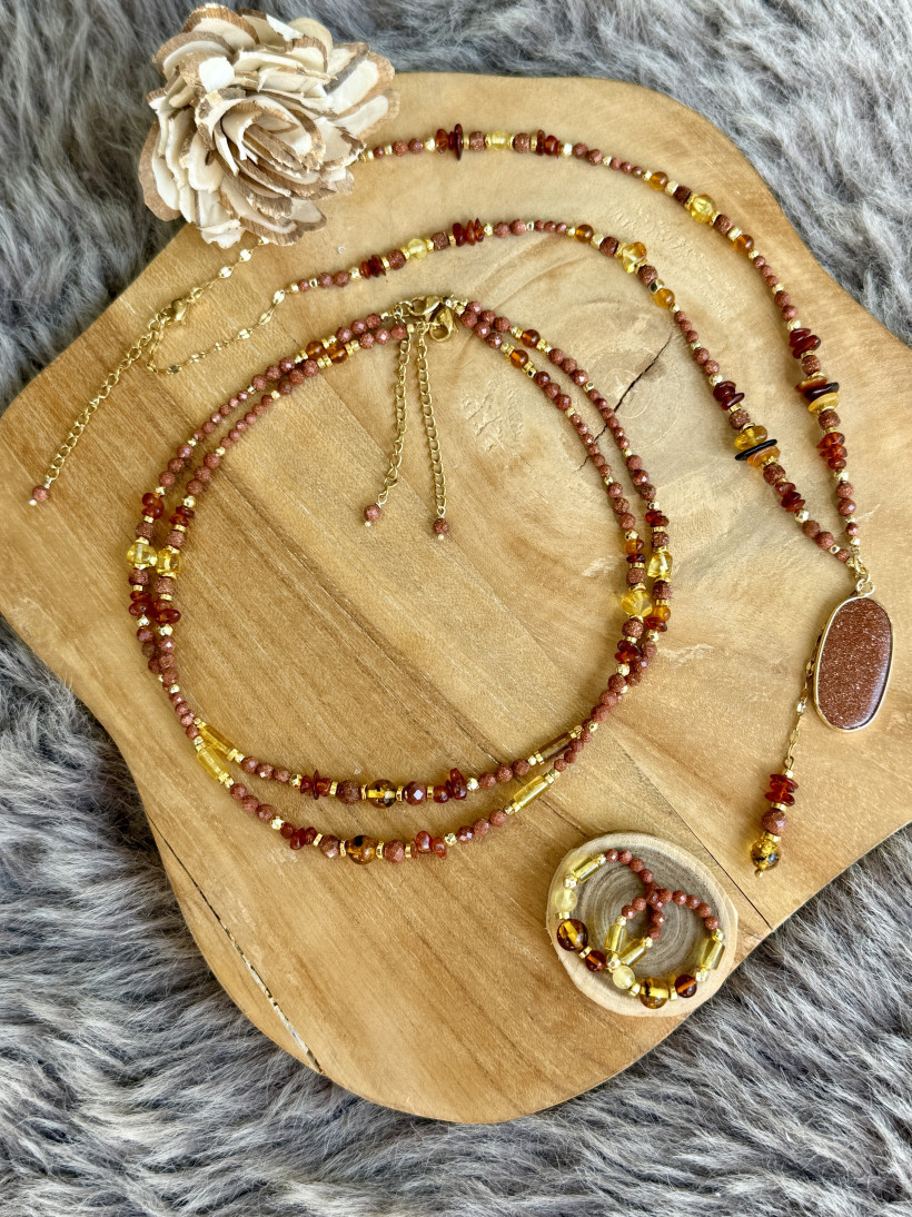 Choker Piasek bursztyn 
