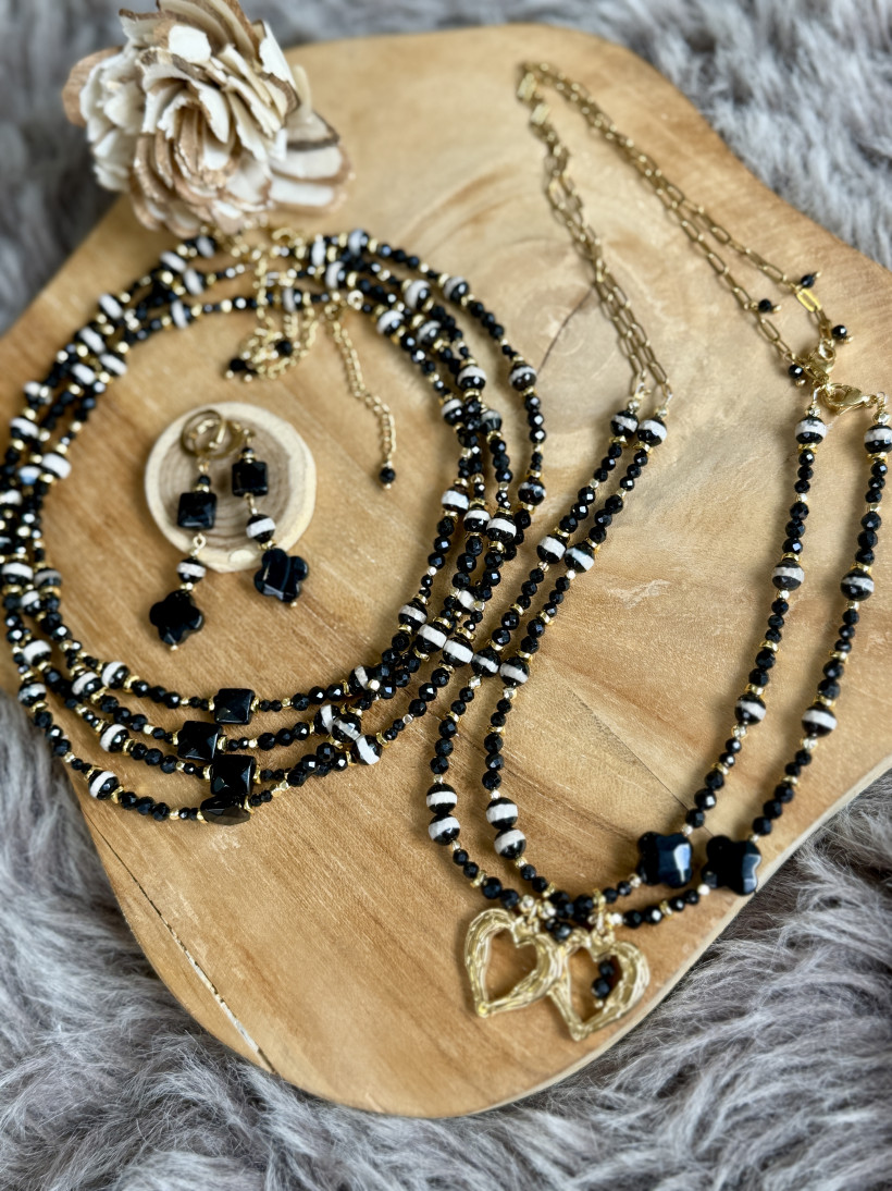 choker czarny turmalin agat 