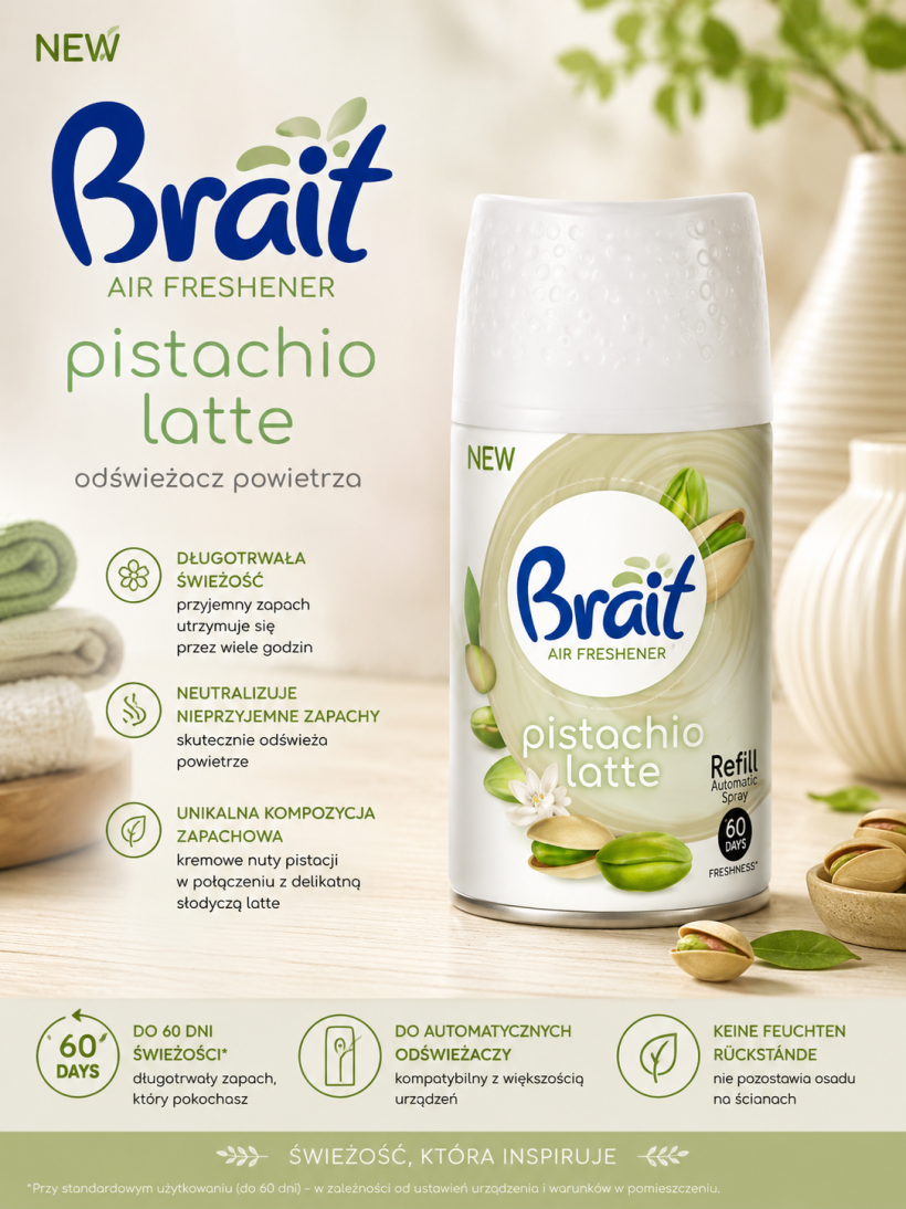 Brait Pistachio Latte (Pistacjowe Latte) – wkład do automatycznego odświeżacza 250 ml