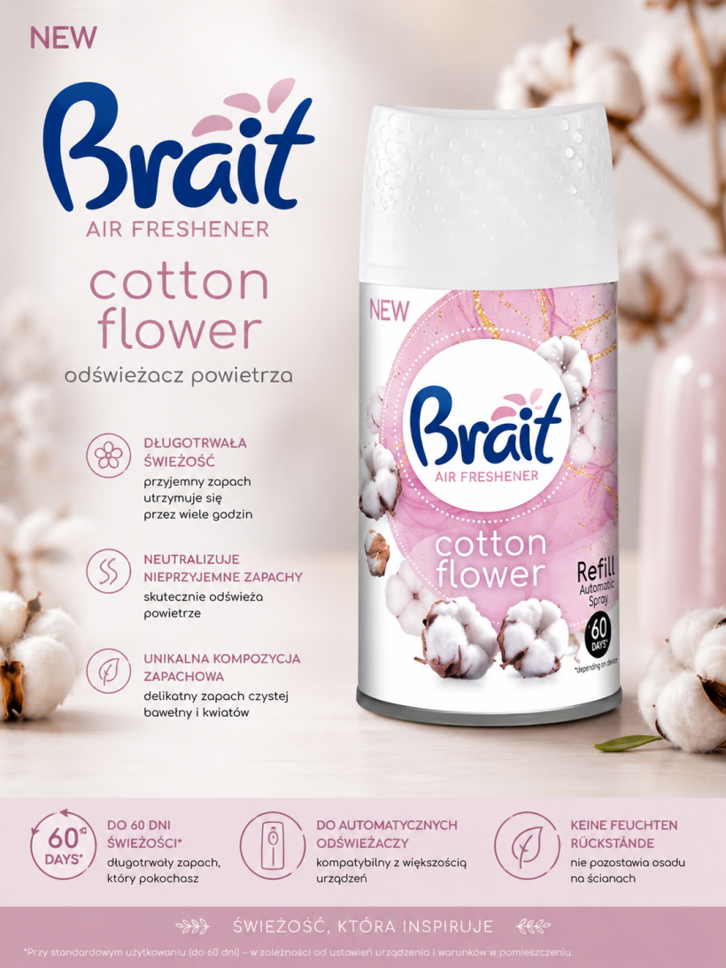 Brait Cotton Flower (Kwiat Bawełny) – wkład do automatycznego odświeżacza 250 ml