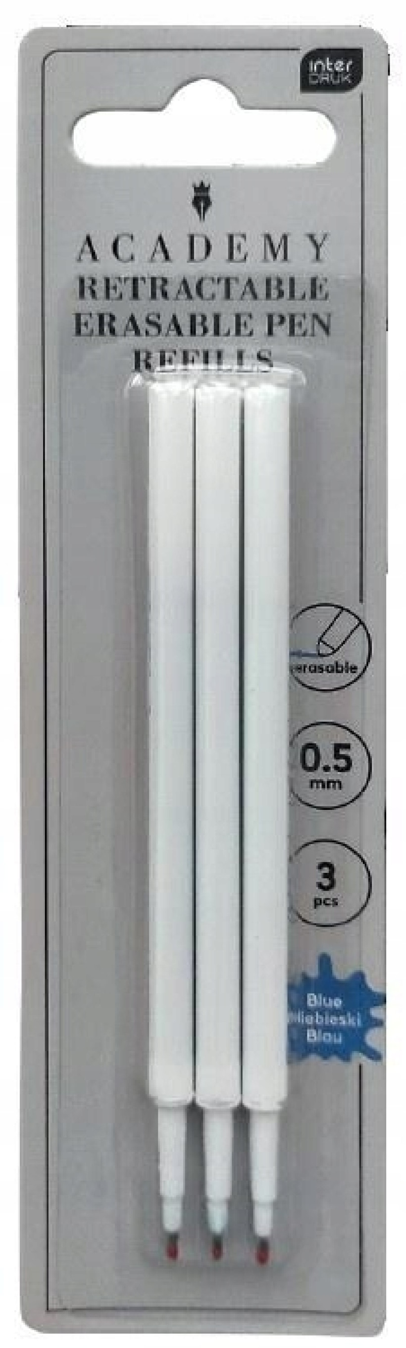 Wkłady do długopisów ścieralnych autom. 3szt Interdruk Academy/BB 4299