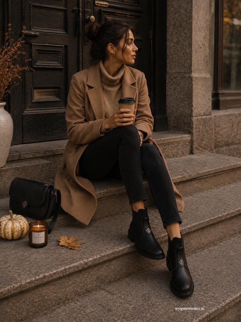 Buty GD-LH2032 botki czarne skóra naturalna