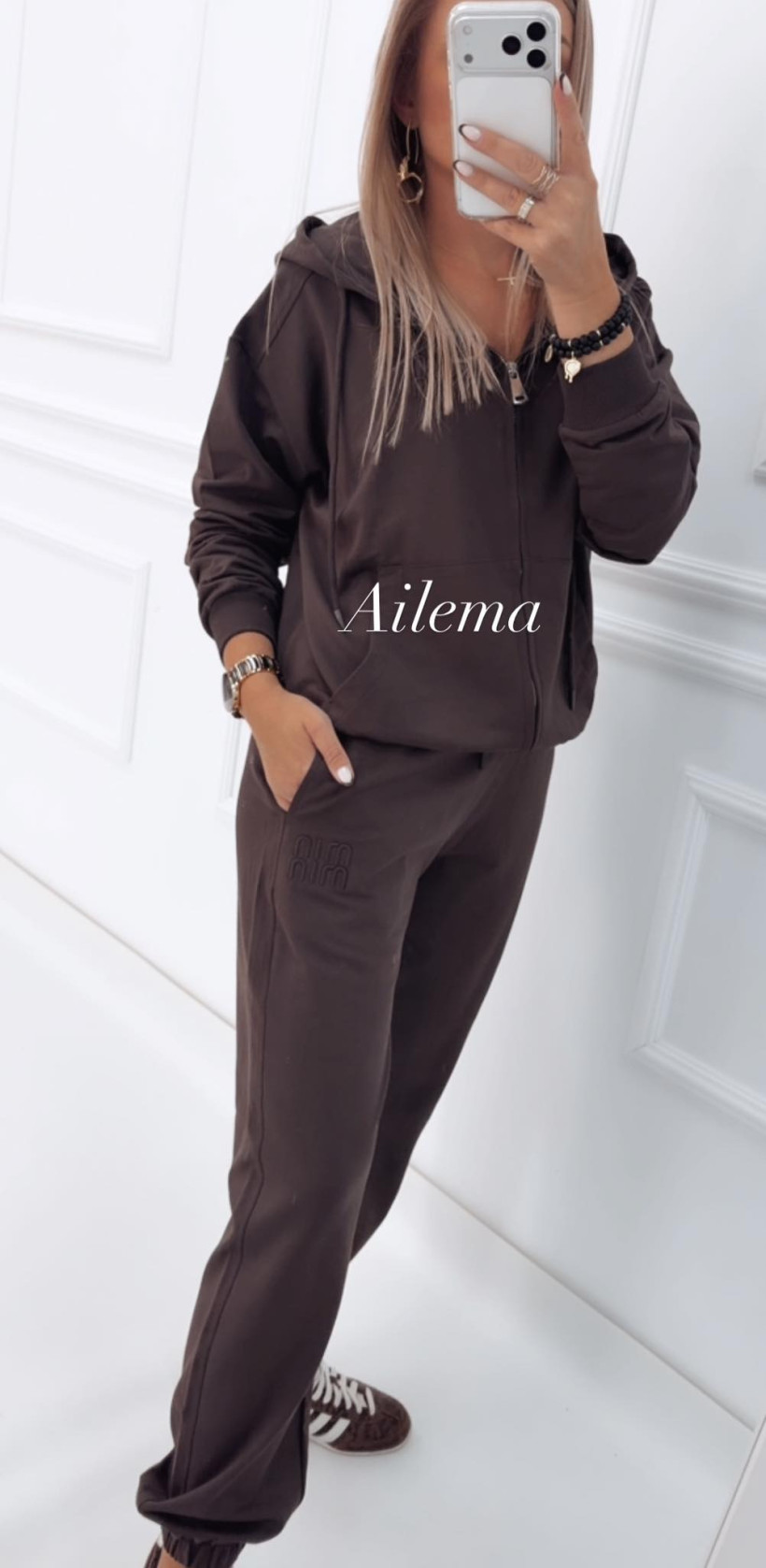 Komplet Megi T2288 bluza na zamek i dresy z kieszonką