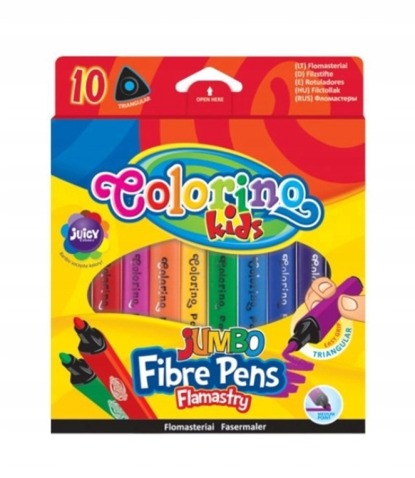 COLORINO FLAMASTRY JUMBO TRÓJKĄTNE 10 KOLORÓW