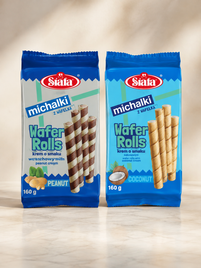 Śnieżka Michałki z Hanki Rurki Waflowe z Kremem Orzechowym lub Kokosowym 150 g