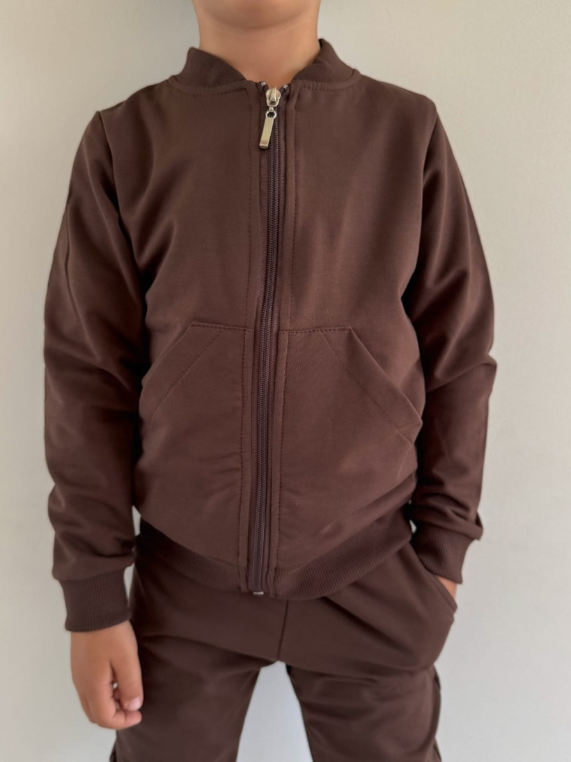 BLUZA BOMBERKA ROZPINANA CZEKOLADOWA BY O BABY