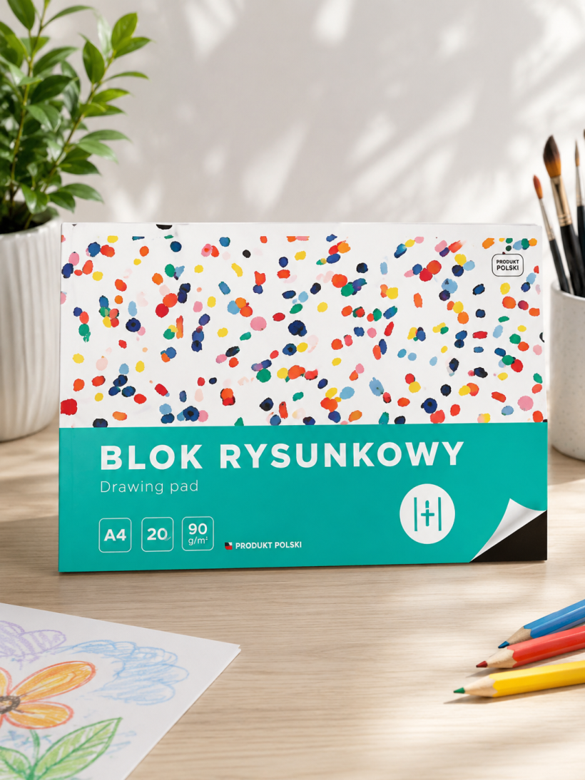 Interdruk Blok Rysunkowy Biały A4 20 Kartek 80 g/m²