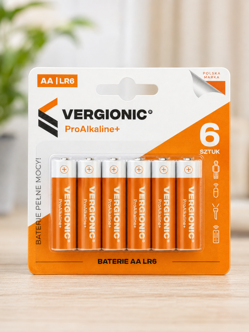 Baterie Alkaliczne Vergionic ProAlkaline+ AA LR6 1,5 V 6 sztuk