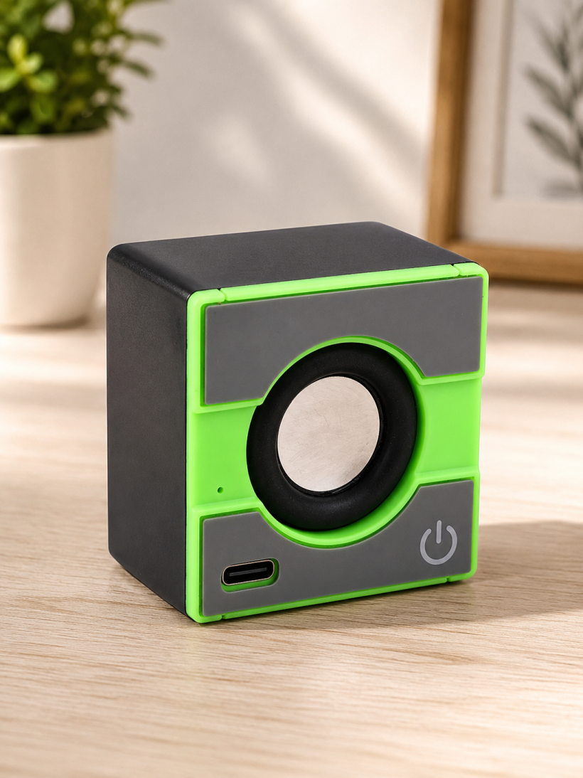 Mini Głośnik Przenośny Kostka USB 5 cm Zielono-Czarny