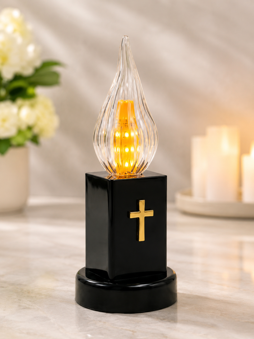 Subito Znicz LED Księga Czarny 16 cm 2xAA