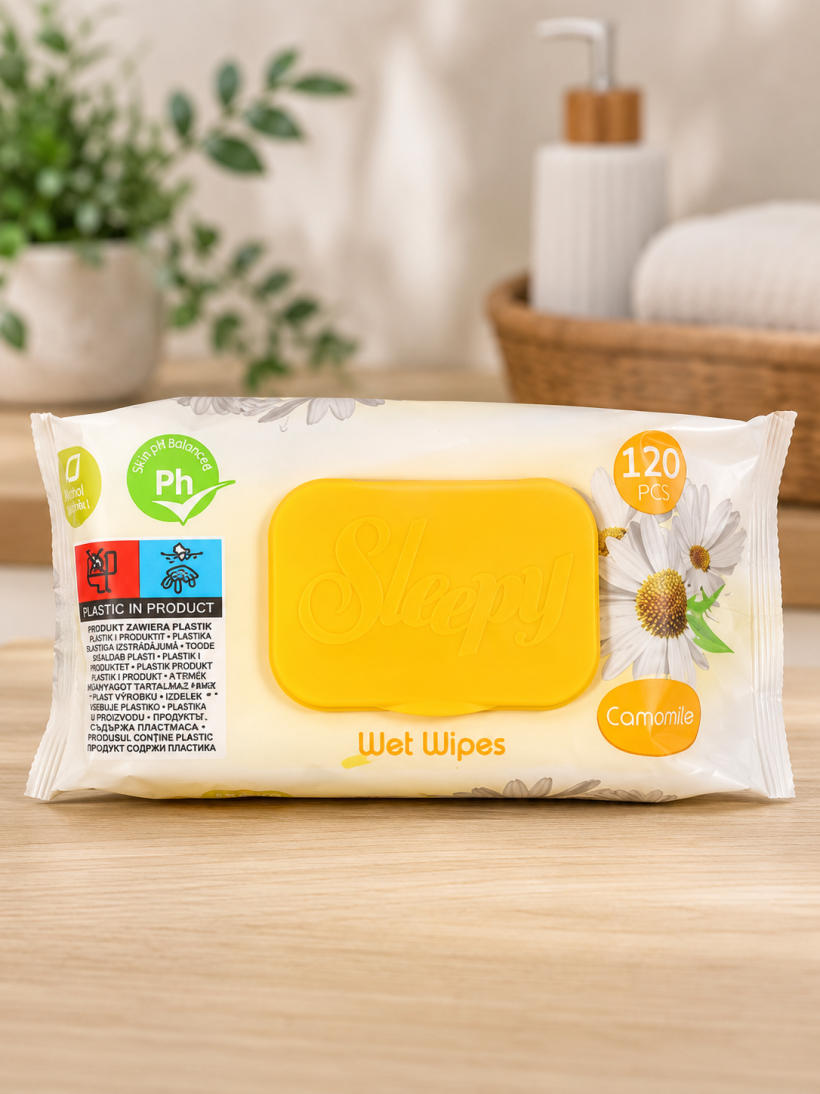 Chusteczki Nawilżane Sleepy Wet Wipes Rumianek 120 sztuk