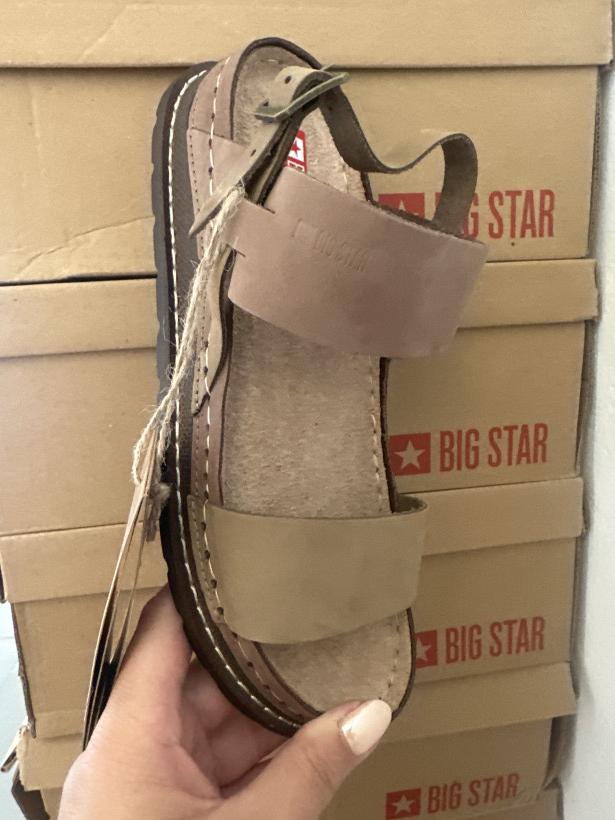 SZYTY sandał big star RR276010 khaki -zielonyskóra sandał 