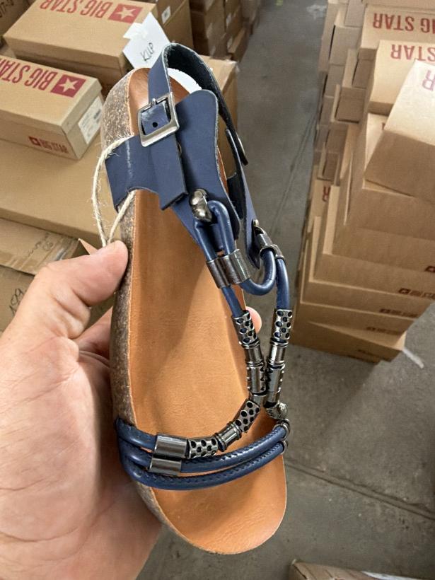 oferta 30 sandał dwa paski metalowe ozdobny granat 