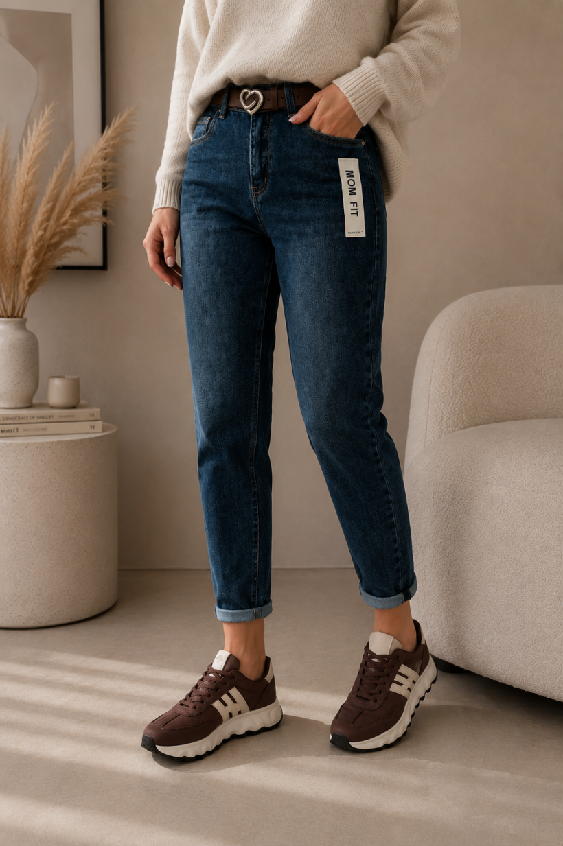 Jeansy MOON MOMFIT GRANAT