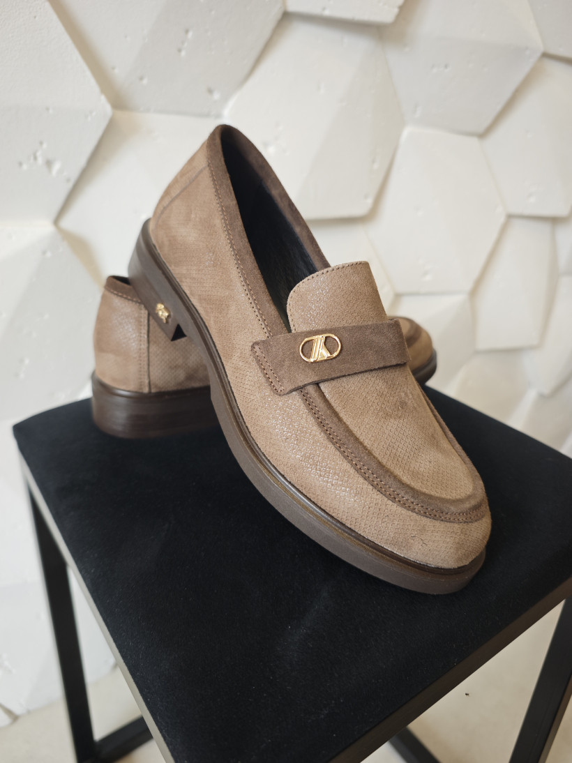 Mokasyny zamszowe cappuccino 6056
