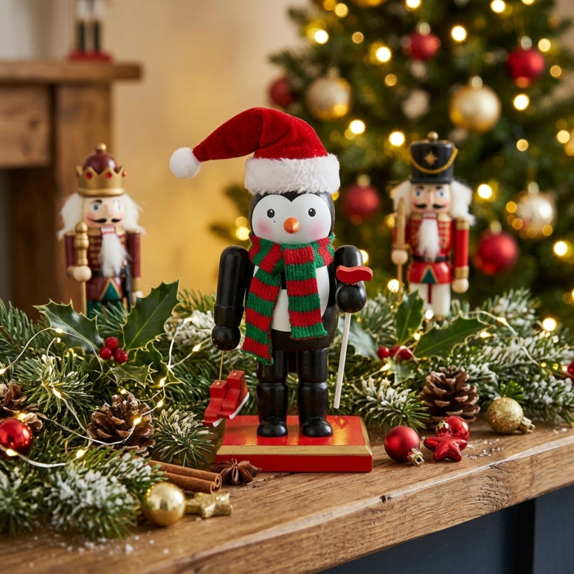 Świąteczna figurka pingwina 16 cm BN