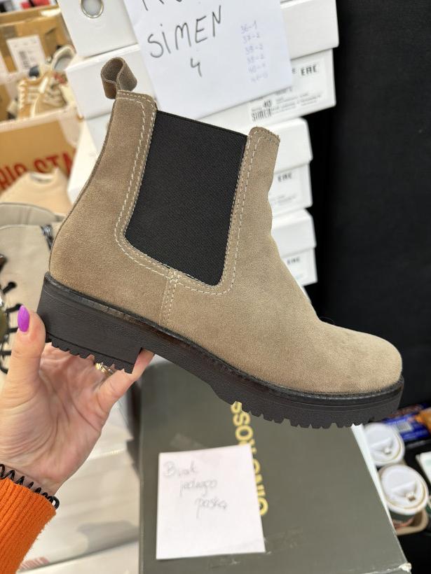 SIMEN 2 buty zimowe skóra polska produkcja zamsz taupe 6318A