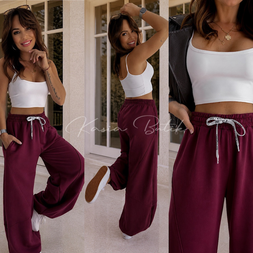 Spodnie Dresowe MILLAGRO JOGGER SPORT - burgundowe