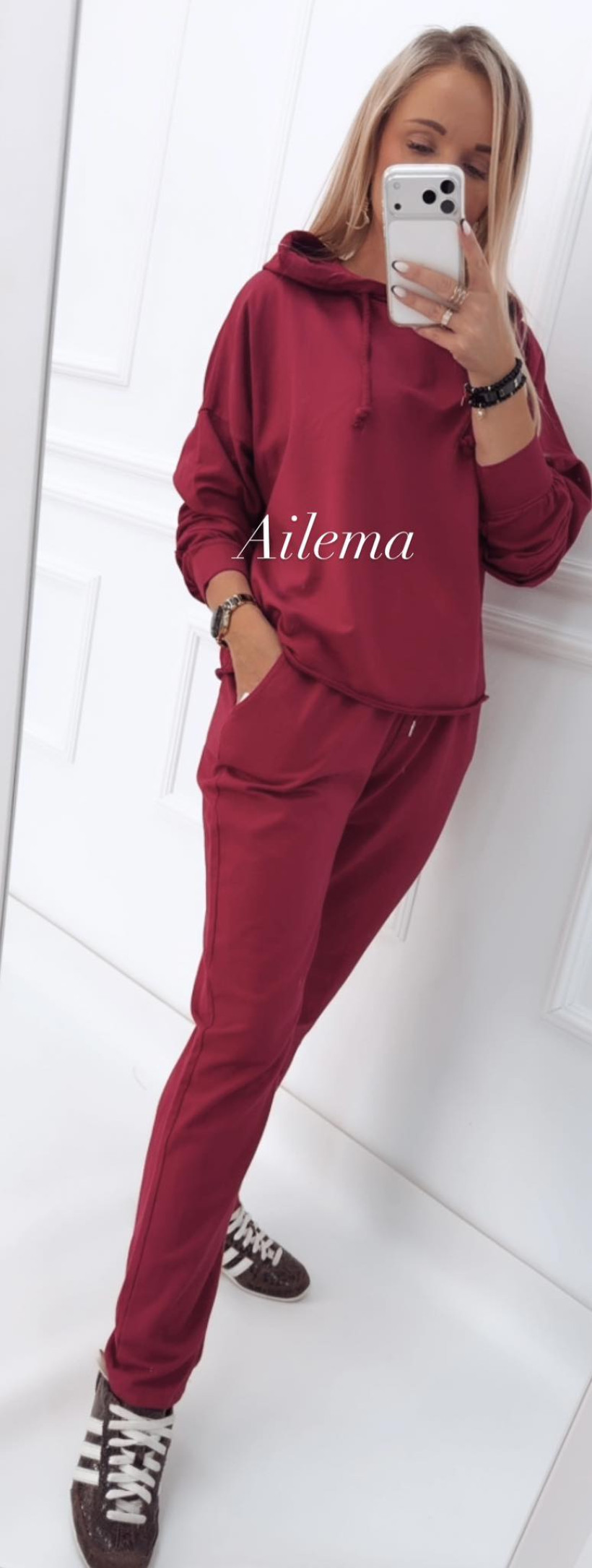 Komplet dresowy KM409 bluza z kapturem i spodnie guma w pasie 