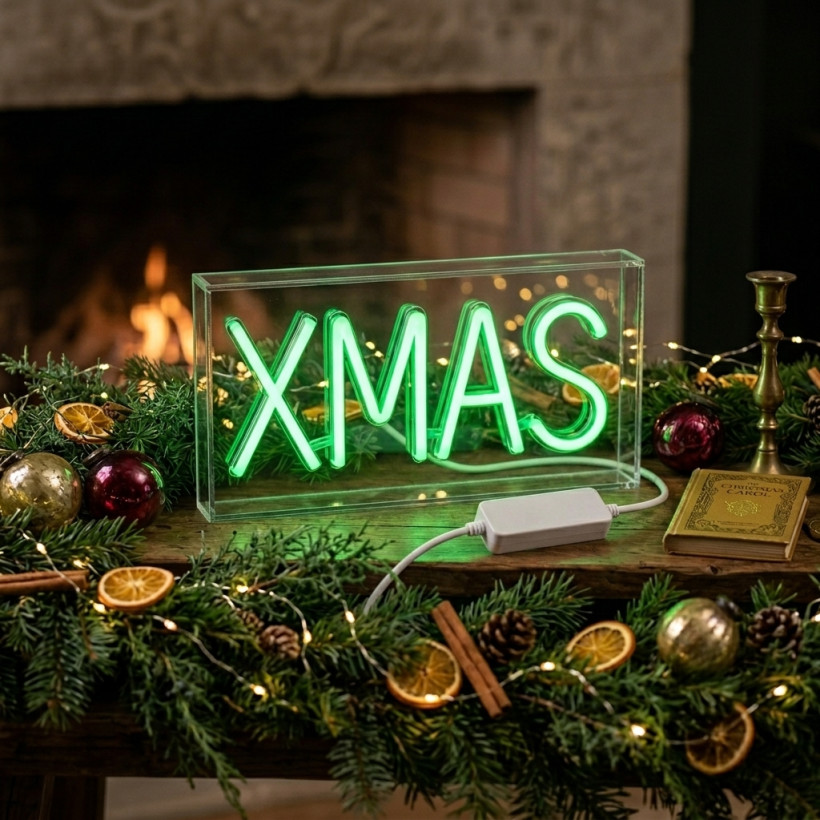 Neon LED XMAS – dekoracyjna lampka świąteczna USB, zielone światło