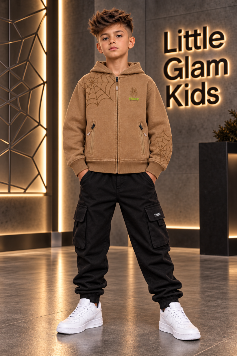 Bluza  Dekatyzowana chłopięca SPIDER WY-912- KARMEL