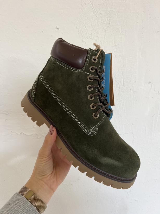 MEN 6 traper big Star OO174139 khaki zielony traper za kostkę zamszowy ocieplany