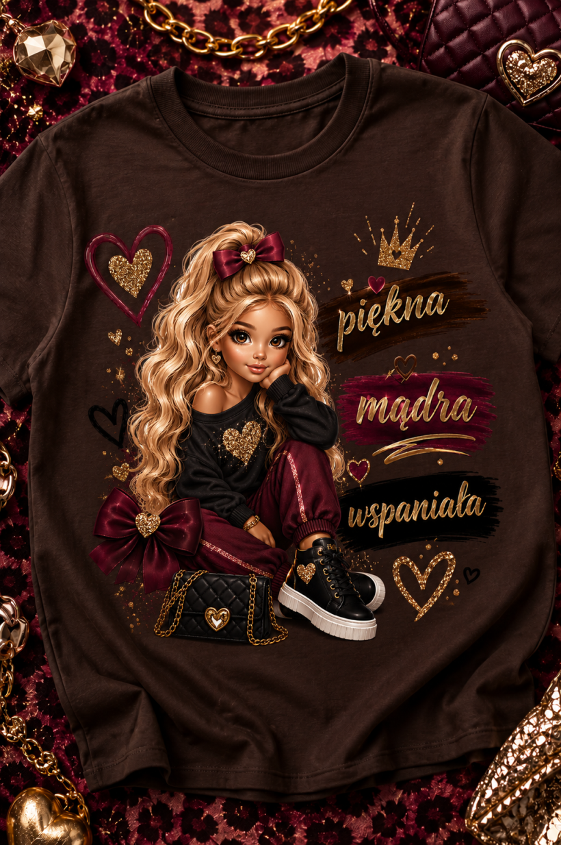 ZA T-shirt CZEKOLADA - piękna, mądra, wspaniała - BLOND