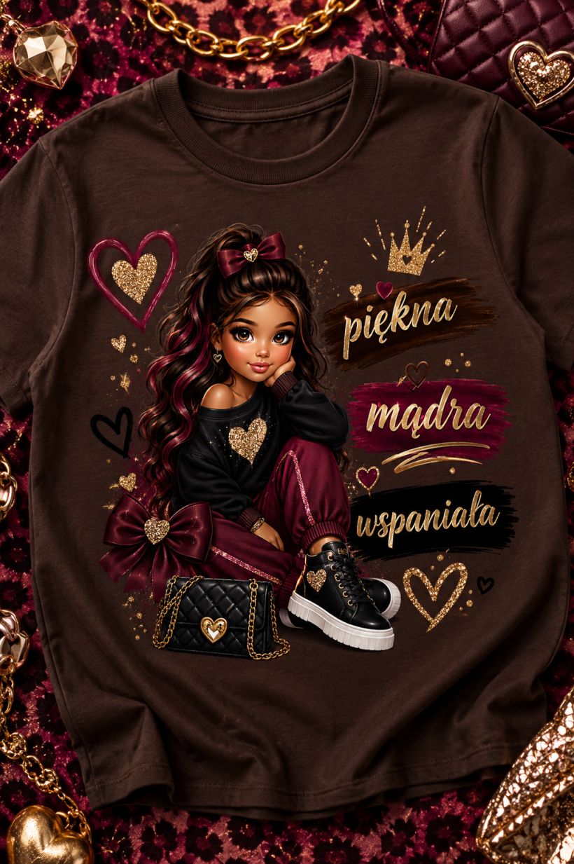 ZA T-shirt CZEKOLADA - piękna, mądra, wspaniała - BRUNETKA