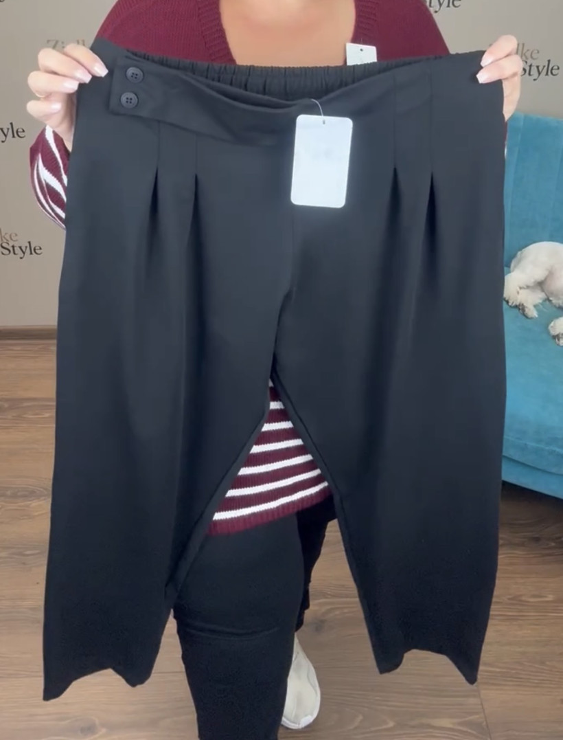 Spodnie jednokolorowe na gumie , guziki na pasie, zentex - 6998 - czarne
