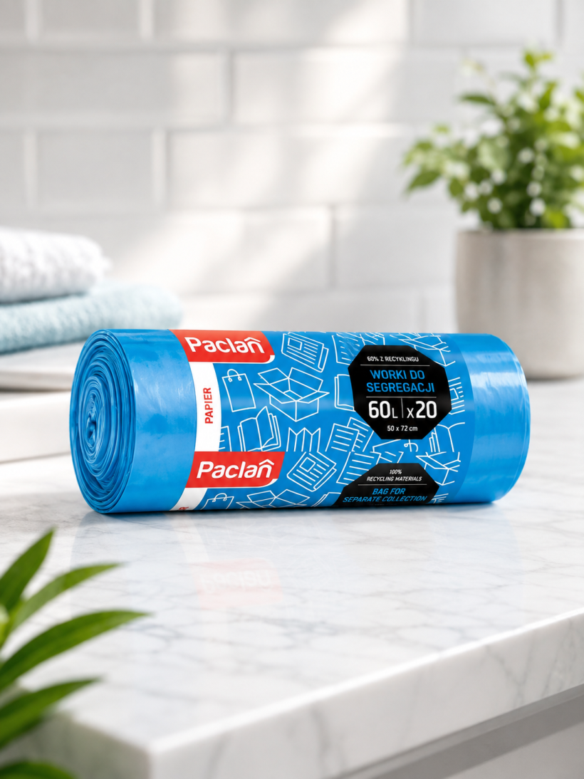 Paclan worki na śmieci niebieskie 60 l 20 szt. 50 × 72 cm