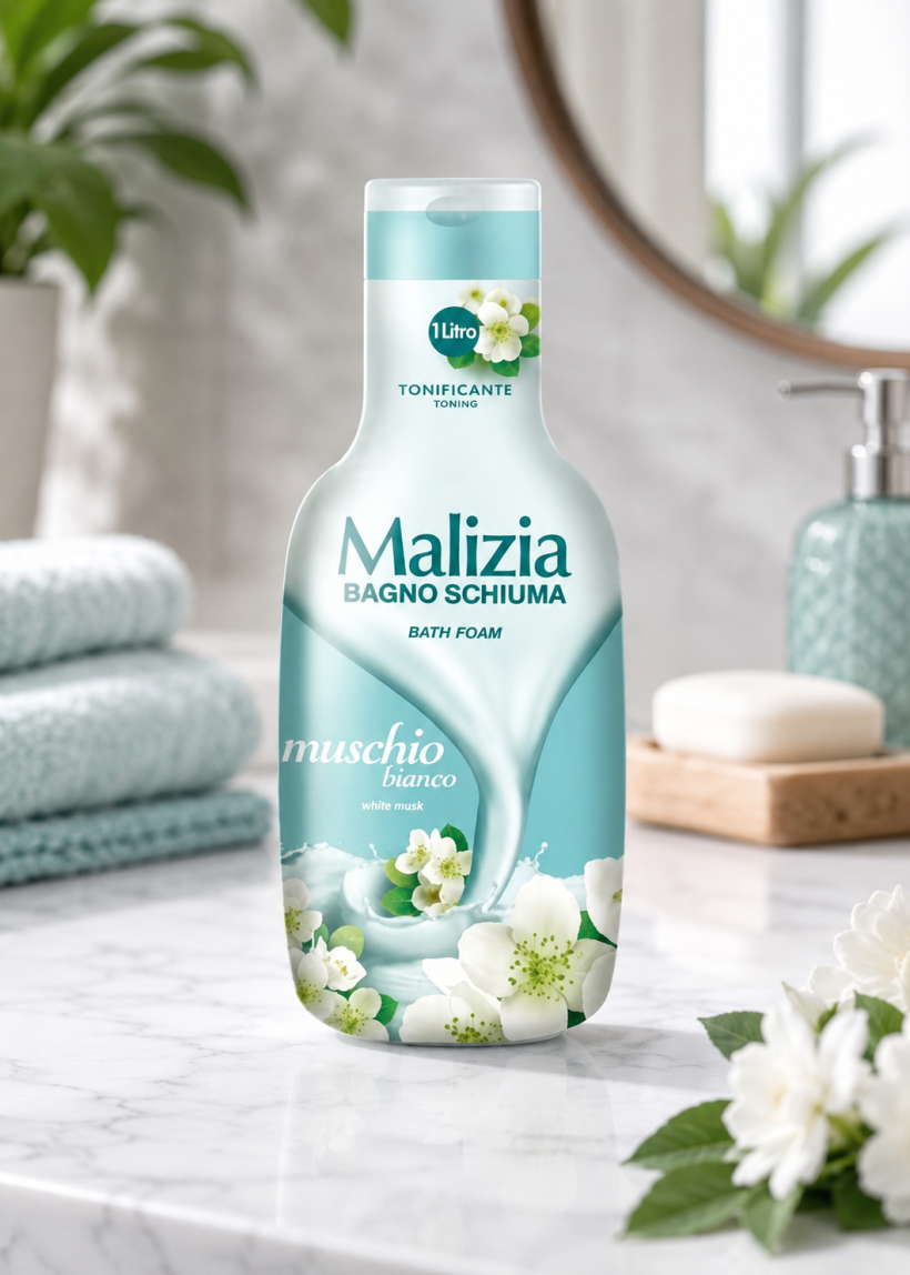 Malizia Muschio Bianco płyn do kąpieli białe piżmo 1 l