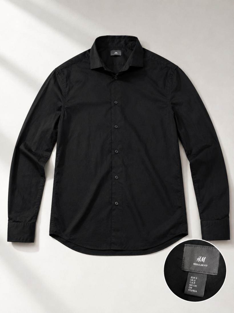 Czarna koszula męska H&M Regular Fit rozmiar S 50k/65 r/dł70