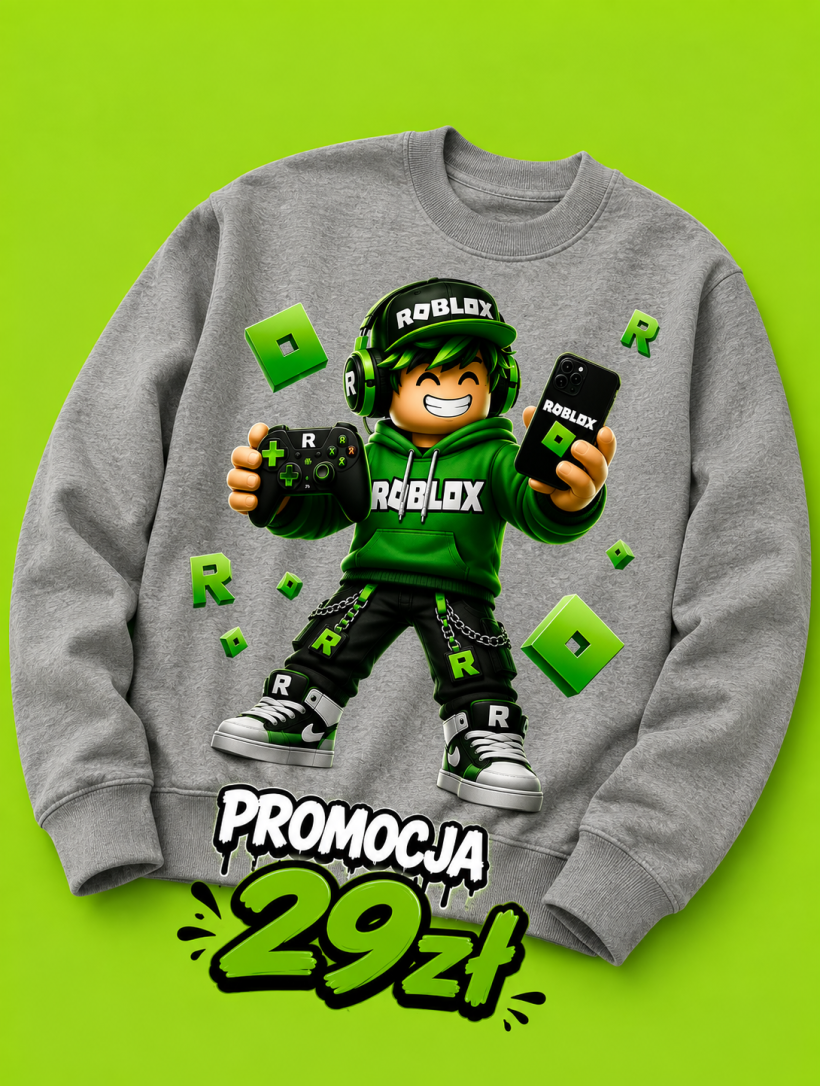 Z Bluza HDB-50019- SZARY - roblox zielony