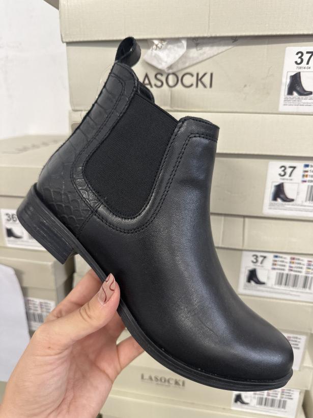 LAS 12 botek Lasocki est-Petra-05 czarny botek płaski Pięta wezowa