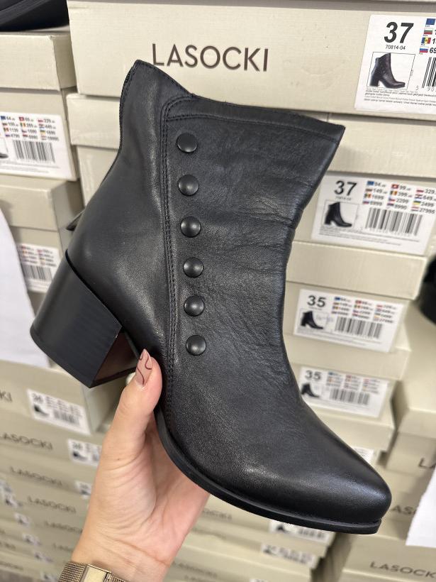 LAS 13 botek Lasocki 70814-04 czarny botek na klocku z dżetami 