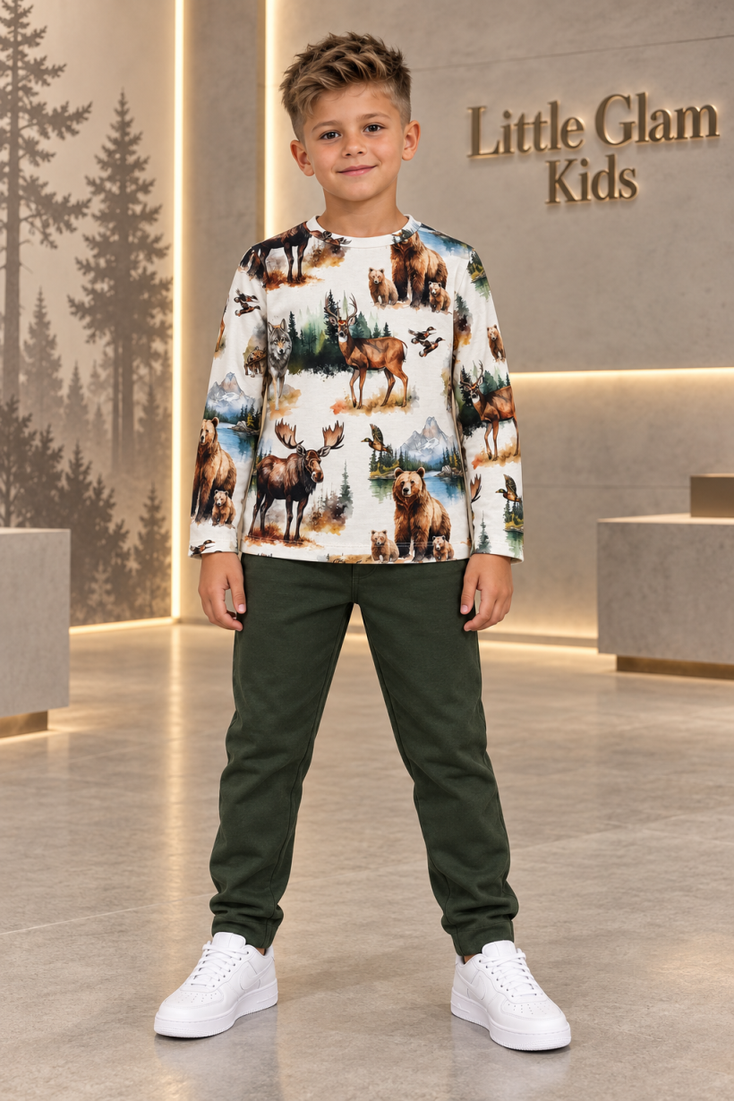 W Bluza PRINT ZWIERZĘTA  2308A - BEŻ