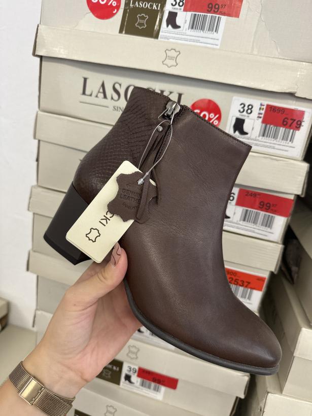 LAS 16 botek Lasocki 3400-01 brązowy botek na klocku 