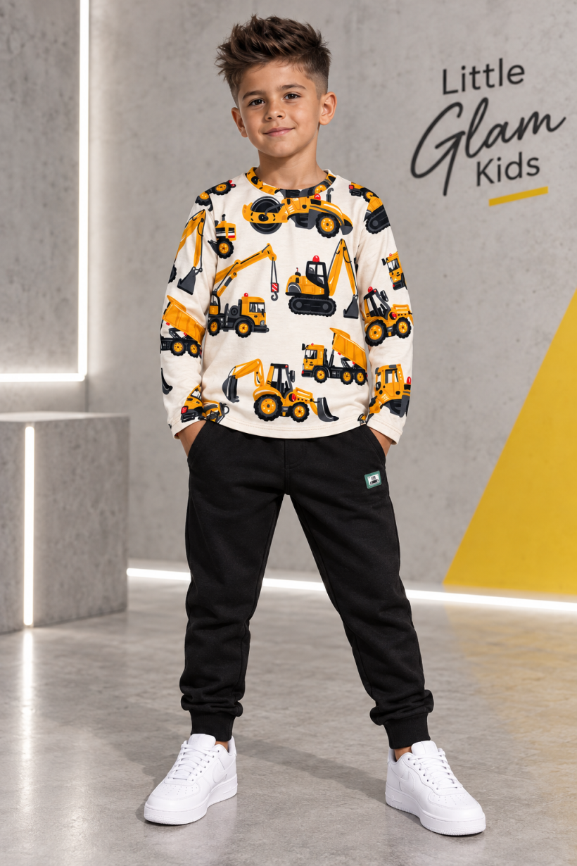 W Bluza PRINT KOPARKI 2308A - BEŻ