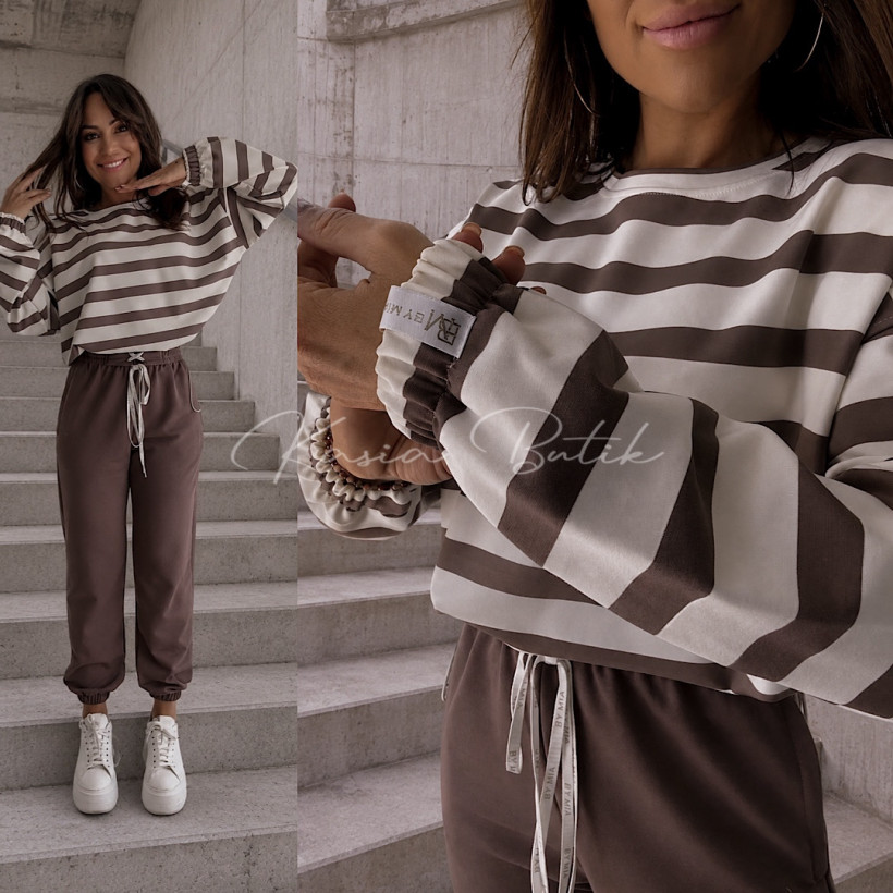Bluza z bawełną STRIPES BY MIA - fango&wanilia