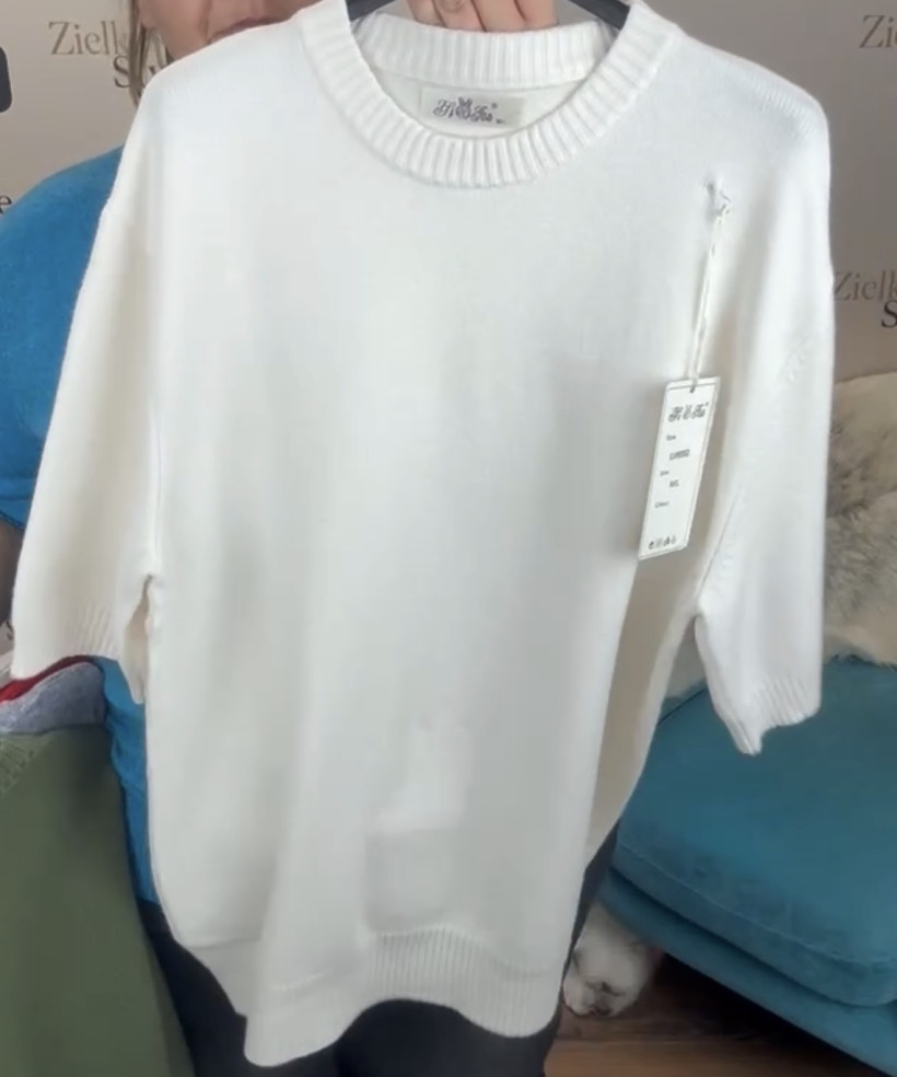 Sweter jednokolorowy, krótki rękaw (m/l, xl/2xl) - 6552