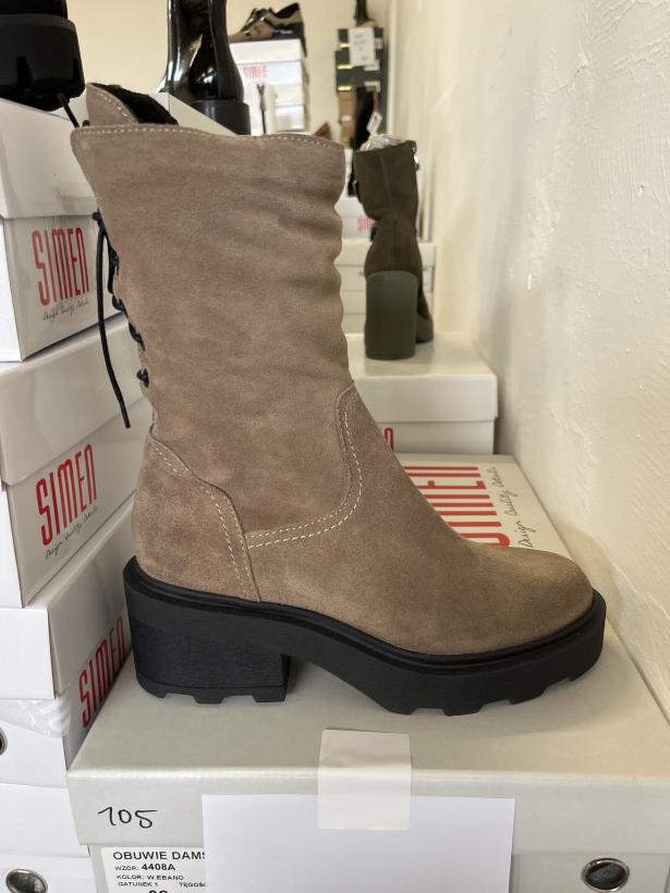 Simen 105 botek taupe wiązany na cholewce 4408A
