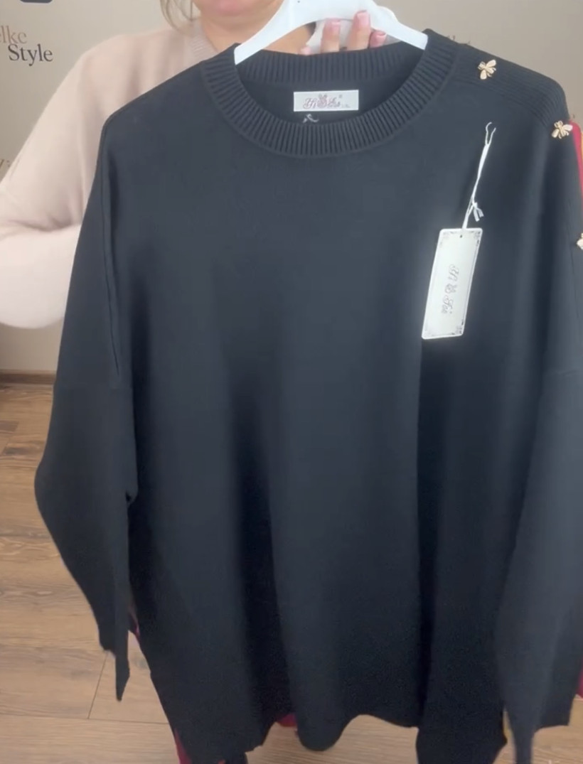 Sweter złote pszczółki na ramieniu - (l/xl, 2xl/3xl) - 3352