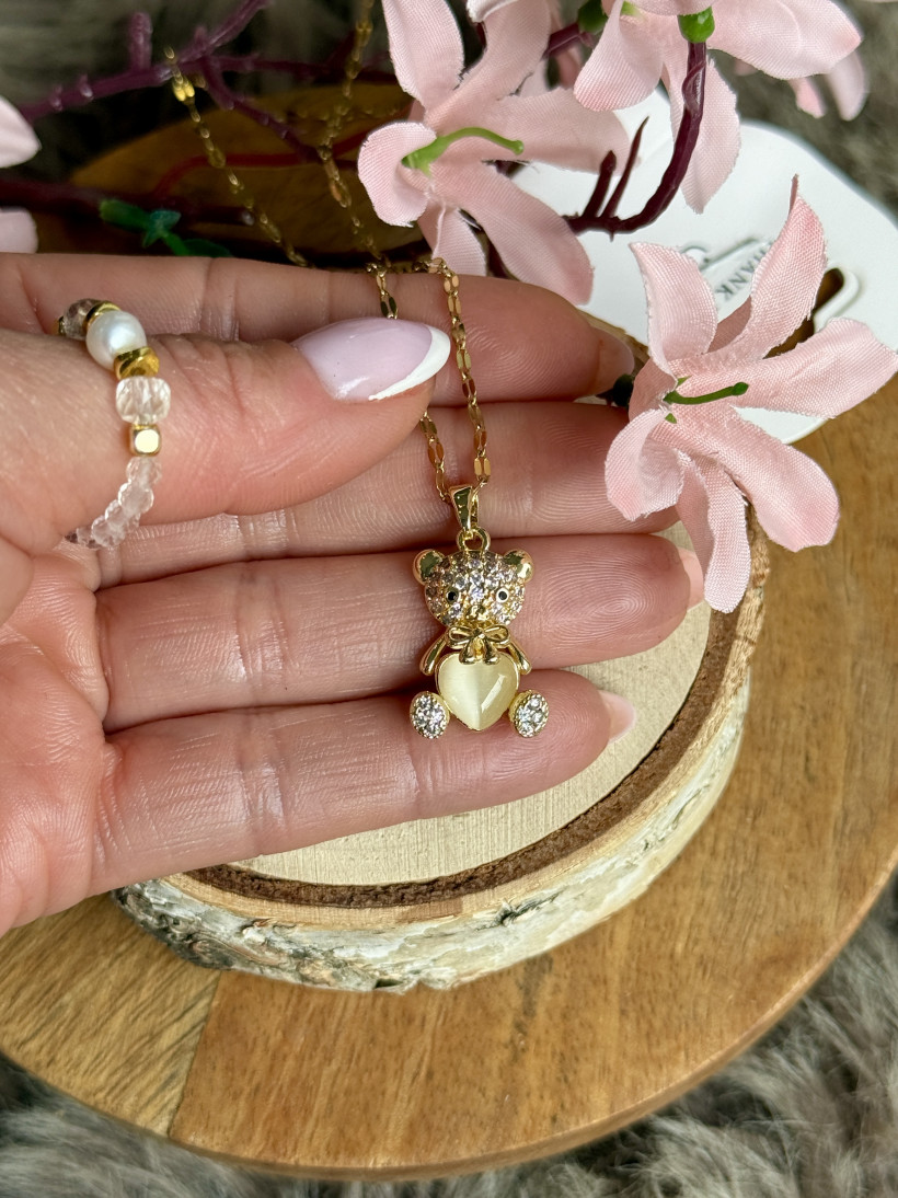 N stal - Miś z sercem z kamyka - 40-45 cm 