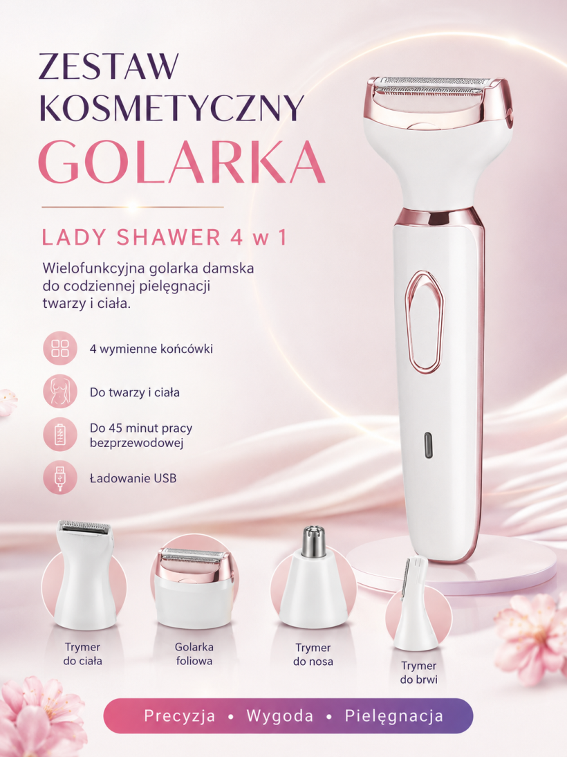 ZESTAW kosmetyczny GOLARKA - LADY SHAVER 4 w 1